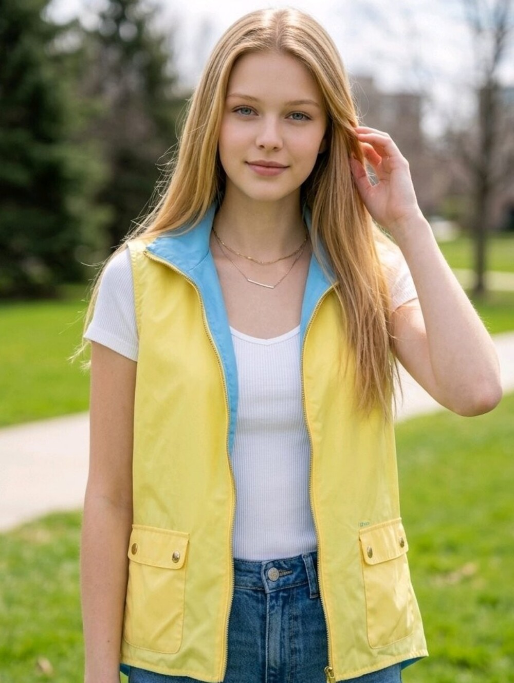 Chaps Utility Vest Light Weight Reversible #JAC28 - Picture 2 of 13